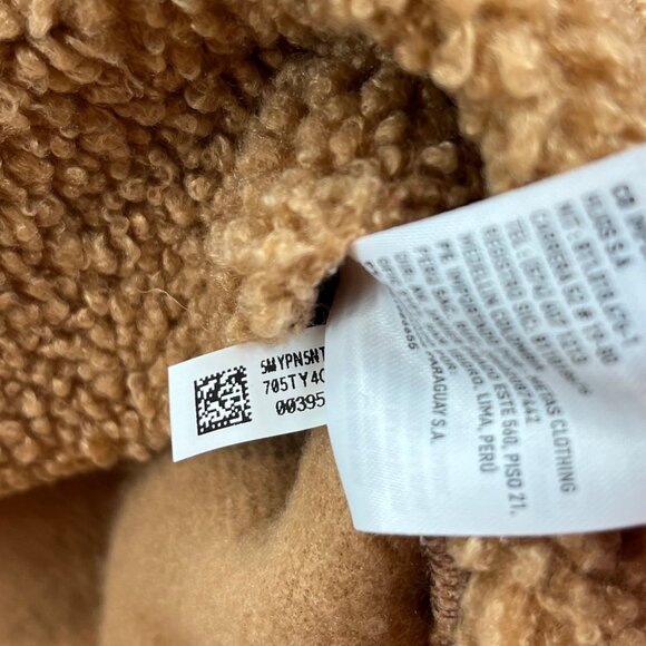 Y2K American Eagle Sweater Women's Large Brown Sherpa Crewneck Warm Cozy Cottage - Picture 9 of 10